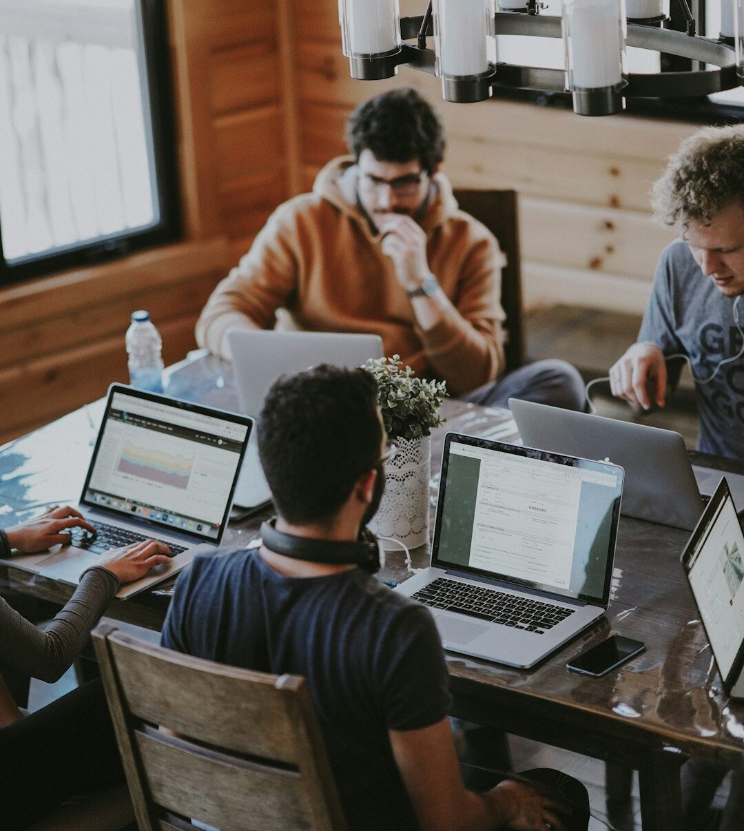 Some of the Unsplash team working together.